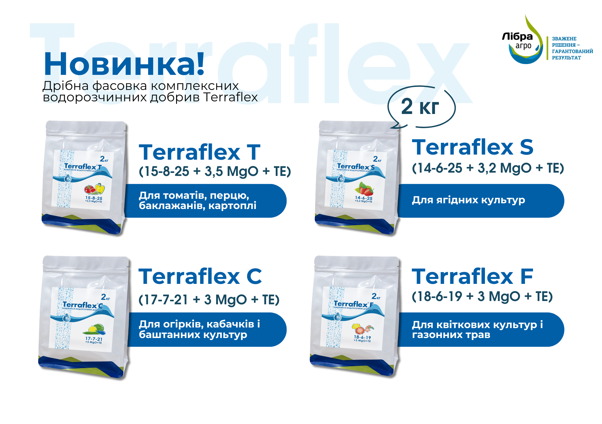 Фото: Новинка! Дрібна фасовка комплексних водорозчинних добрив Terraflex