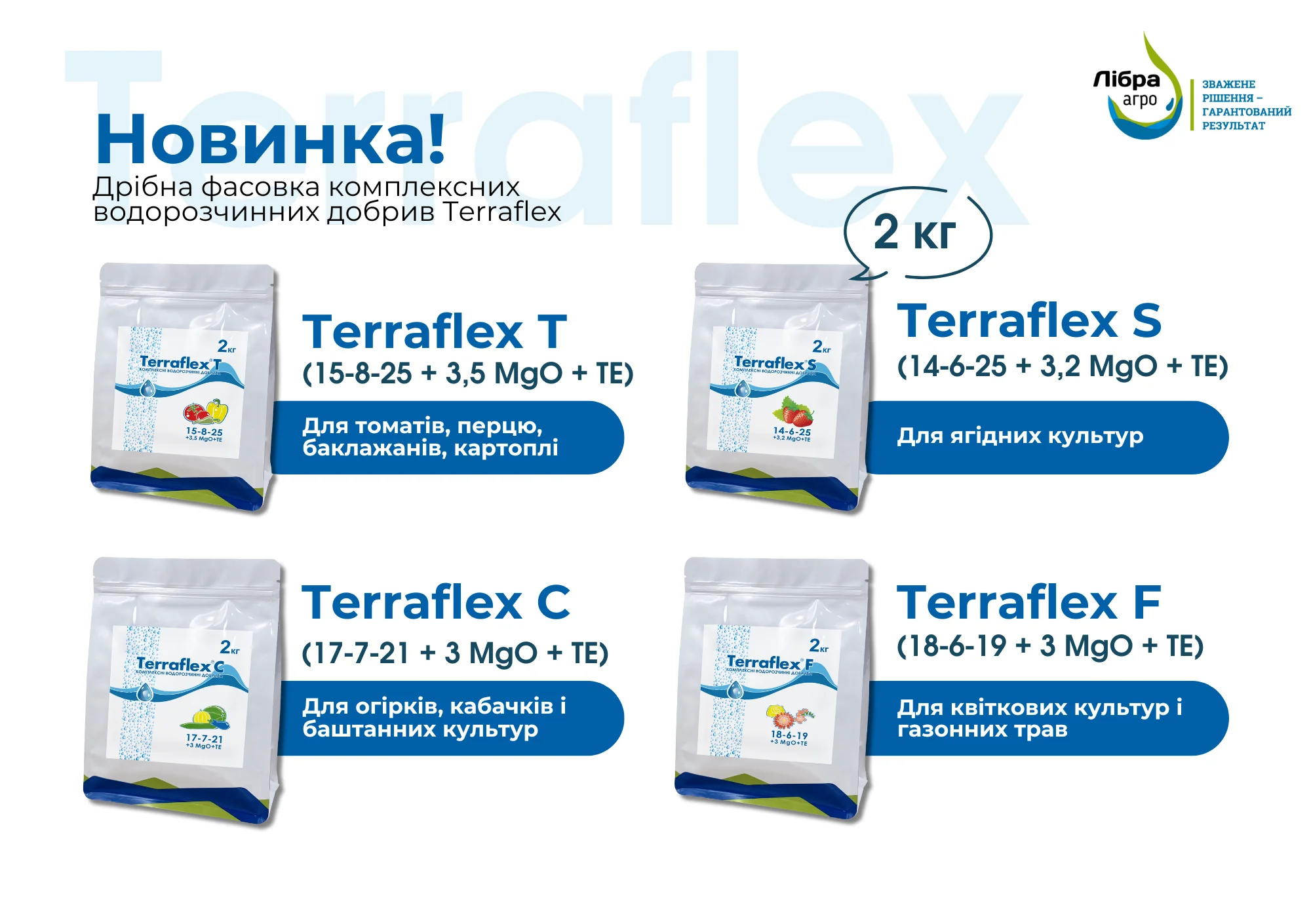 Фото: Новинка! Мелкая фасовка комплексных водорастворимых удобрений Terraflex